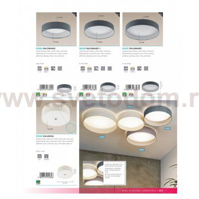 Настенно-потолочный светильник Eglo 93949 PALOMARO 320мм серый