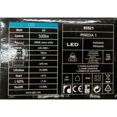 Встраиваемый светильник IP44 Eglo 95921 PINEDA 1