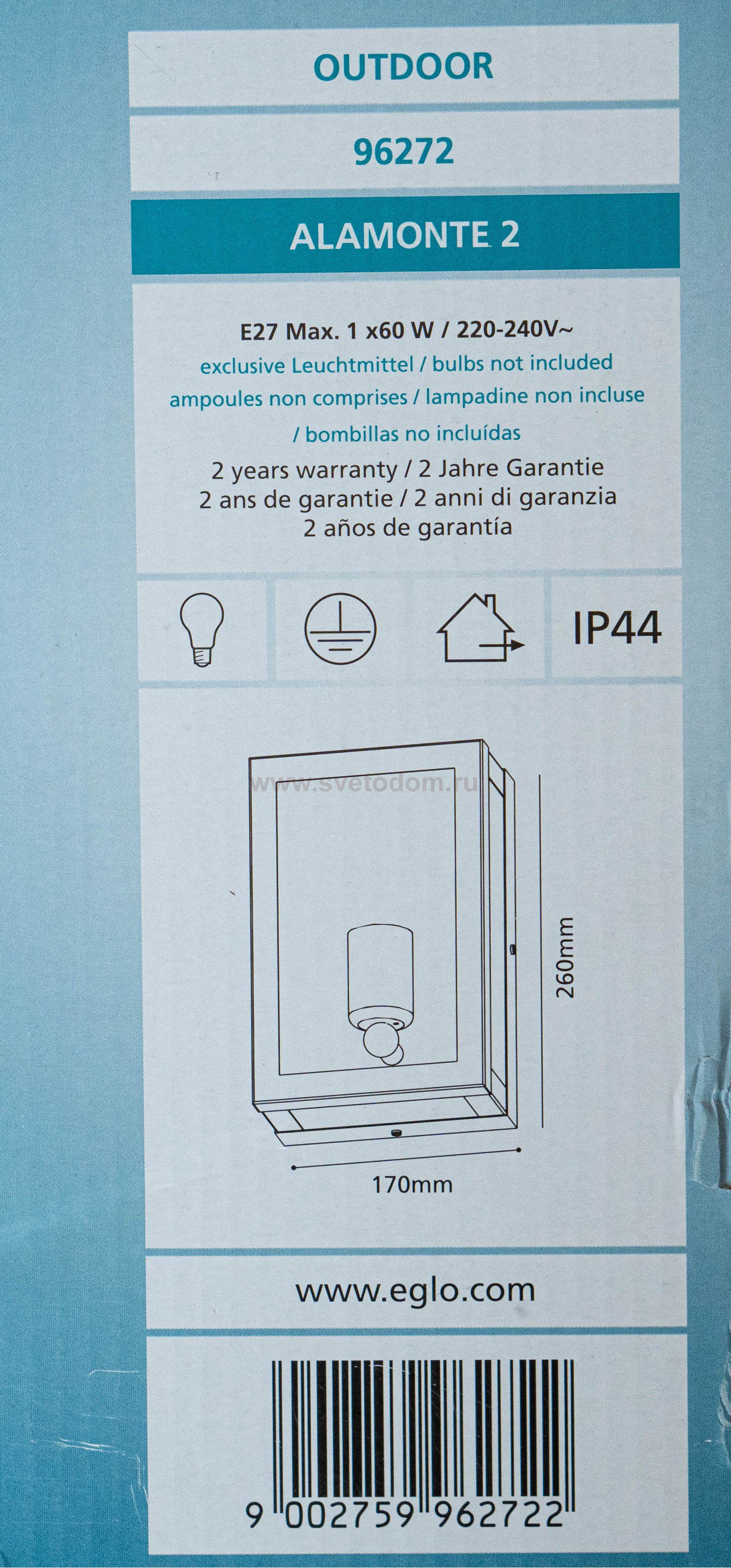 Уличный светильник настенный Eglo 96272 ALAMONTE 2