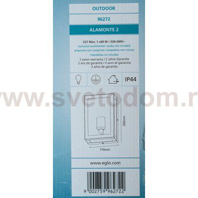 Уличный светильник настенный Eglo 96272 ALAMONTE 2