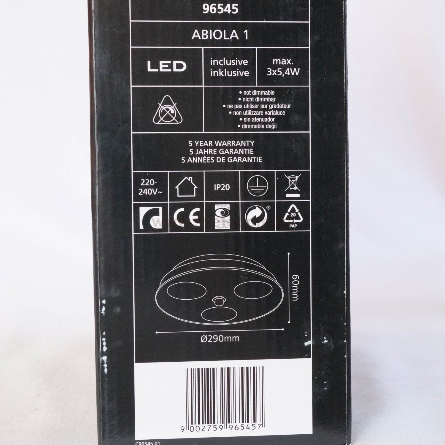 Светильник настенно-потолочный Eglo 96545 ABIOLA 1