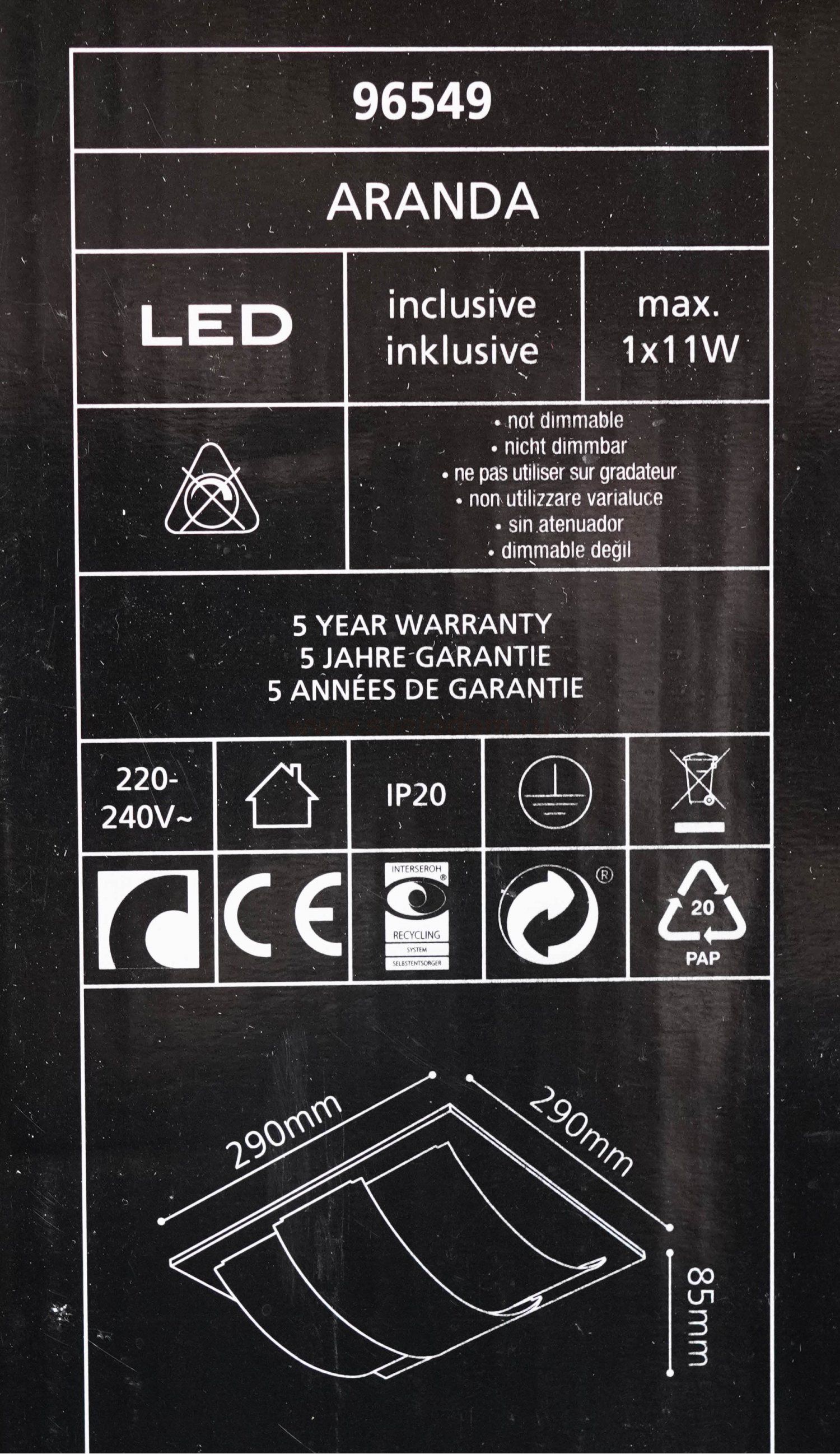 Светильник настенно-потолочный Eglo 96549 ARANDA