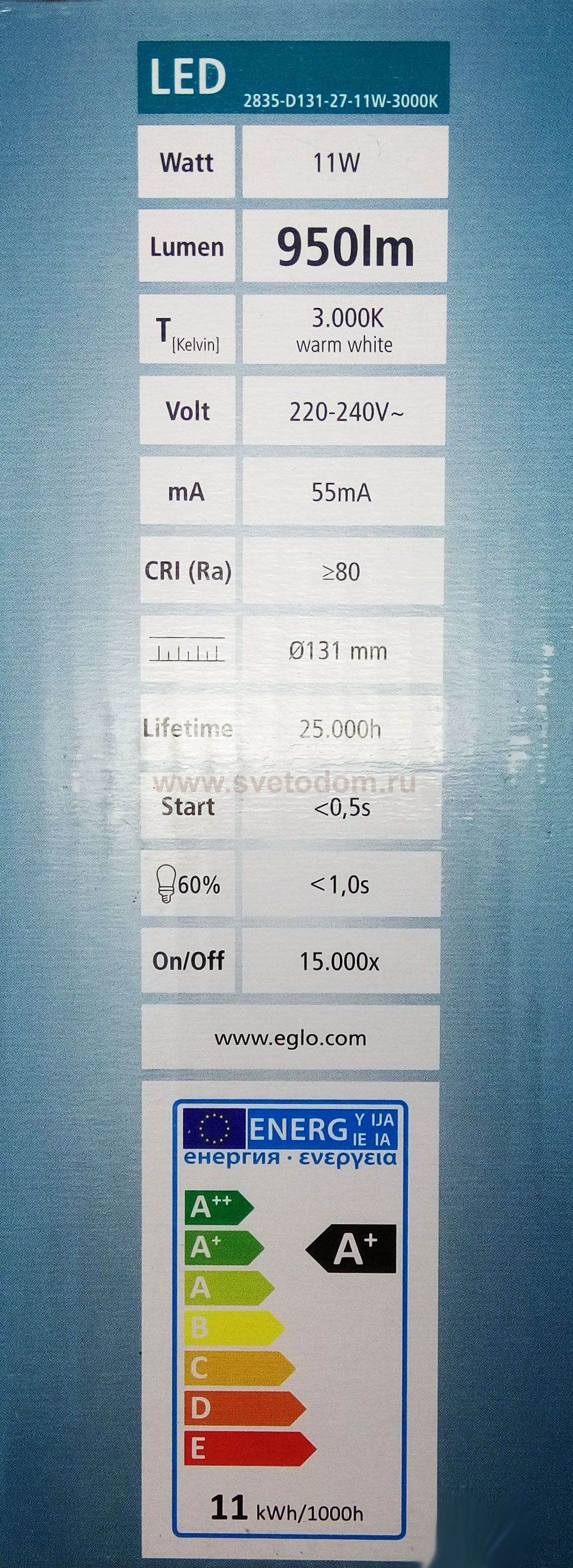 Уличный светодный светильник настенный Eglo 97148 BIOSGA