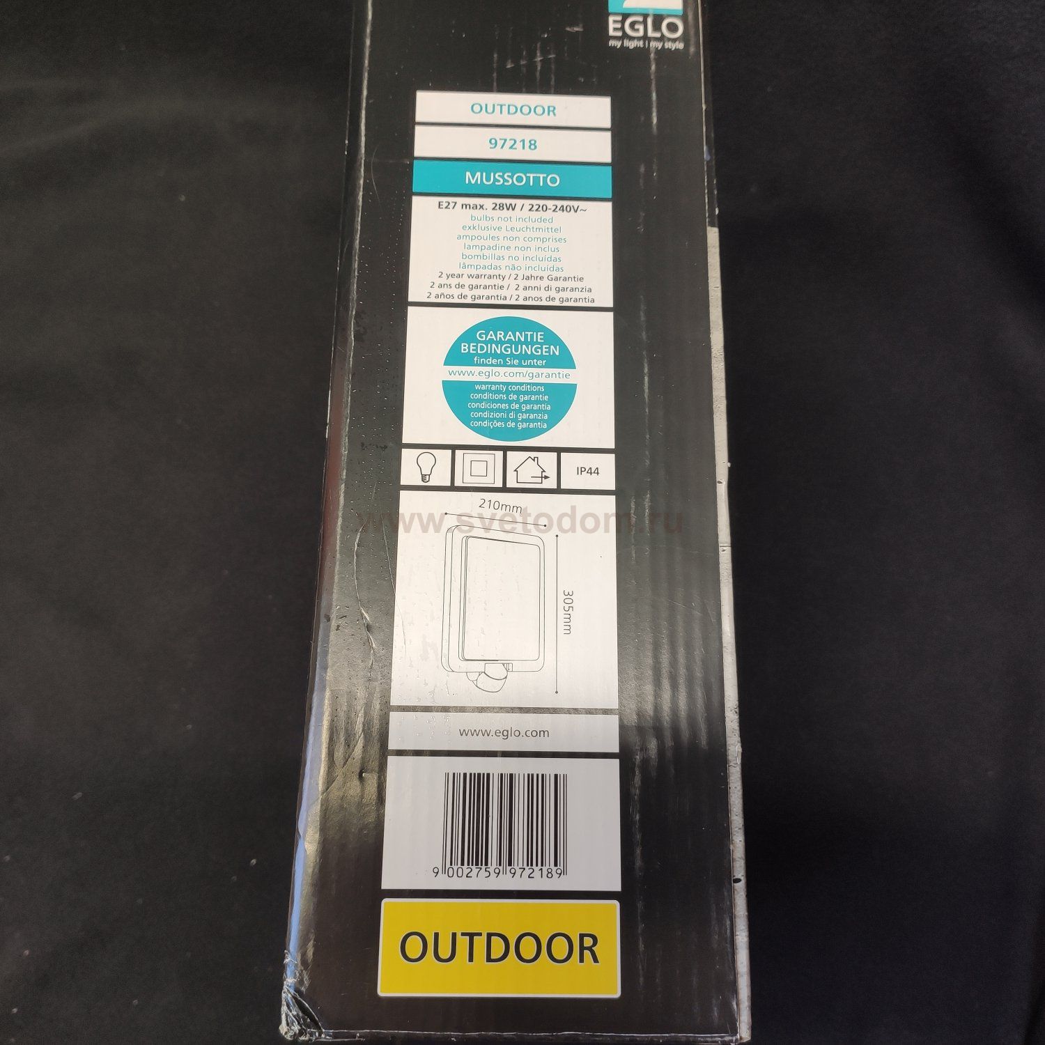 Уличный светильник наcтенный с датчиком движения Eglo 97218 MUSSOTTO