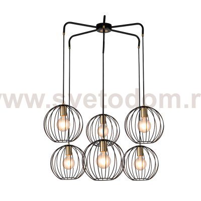 Подвесной светильник Escada 10176/6 E27*60W Black/Brass QUEBEC