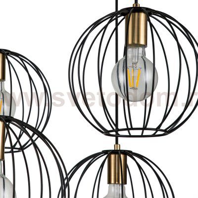 Подвесной светильник Escada 10176/6 E27*60W Black/Brass QUEBEC