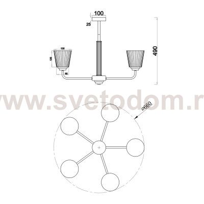 Светильник на штанге Escada 685/5PL E14*60W Copper NOBLE