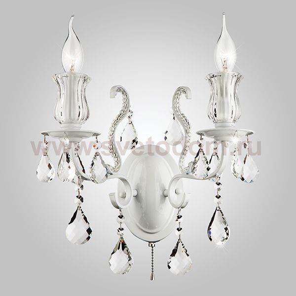 Настенный светильник бра Eurosvet 10077/2 глянцевый белый/прозрачный хрусталь Strotskis