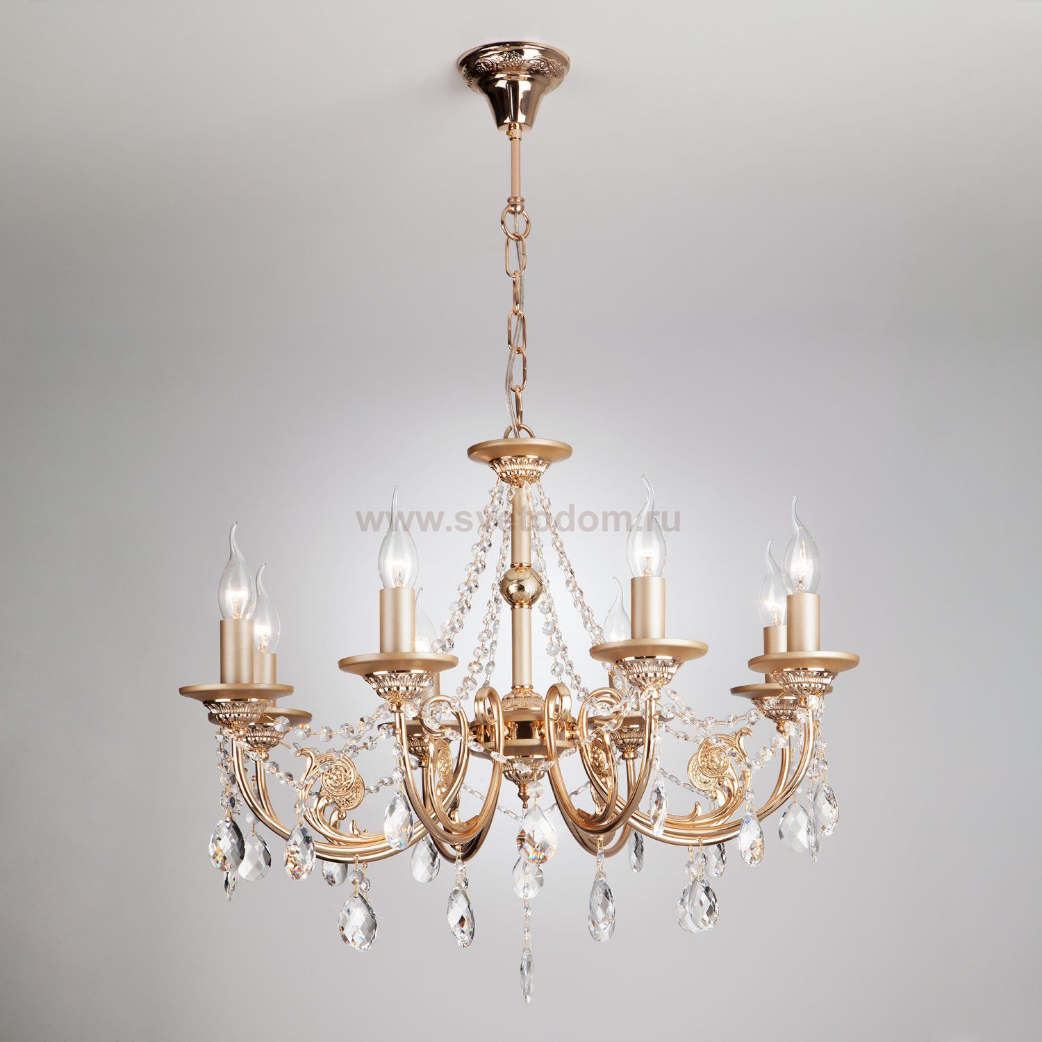 Подвесная люстра Eurosvet 10079/8 золото/прозрачный хрусталь Strotskis