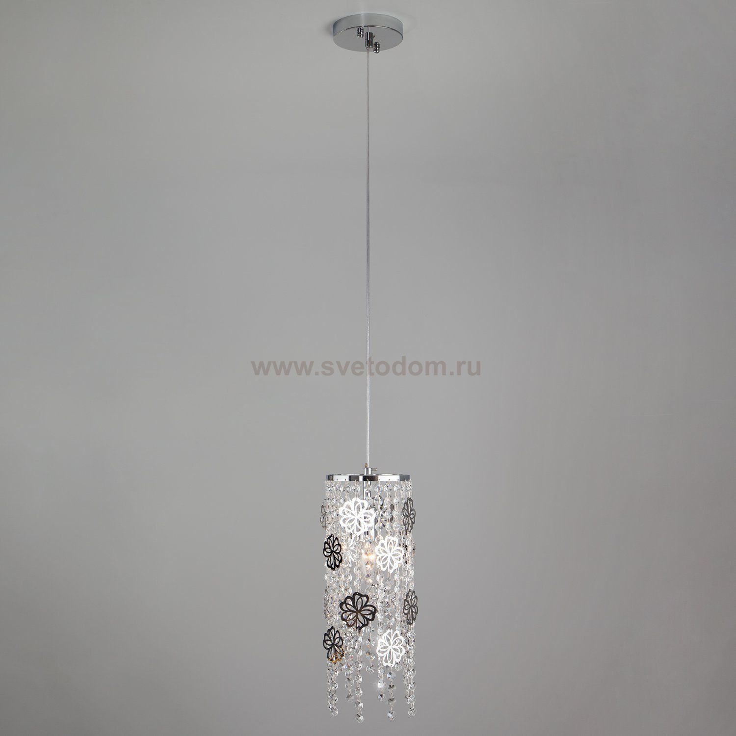 Подвесной светильник Eurosvet 10083/1 хром/прозрачный хрусталь Strotskis