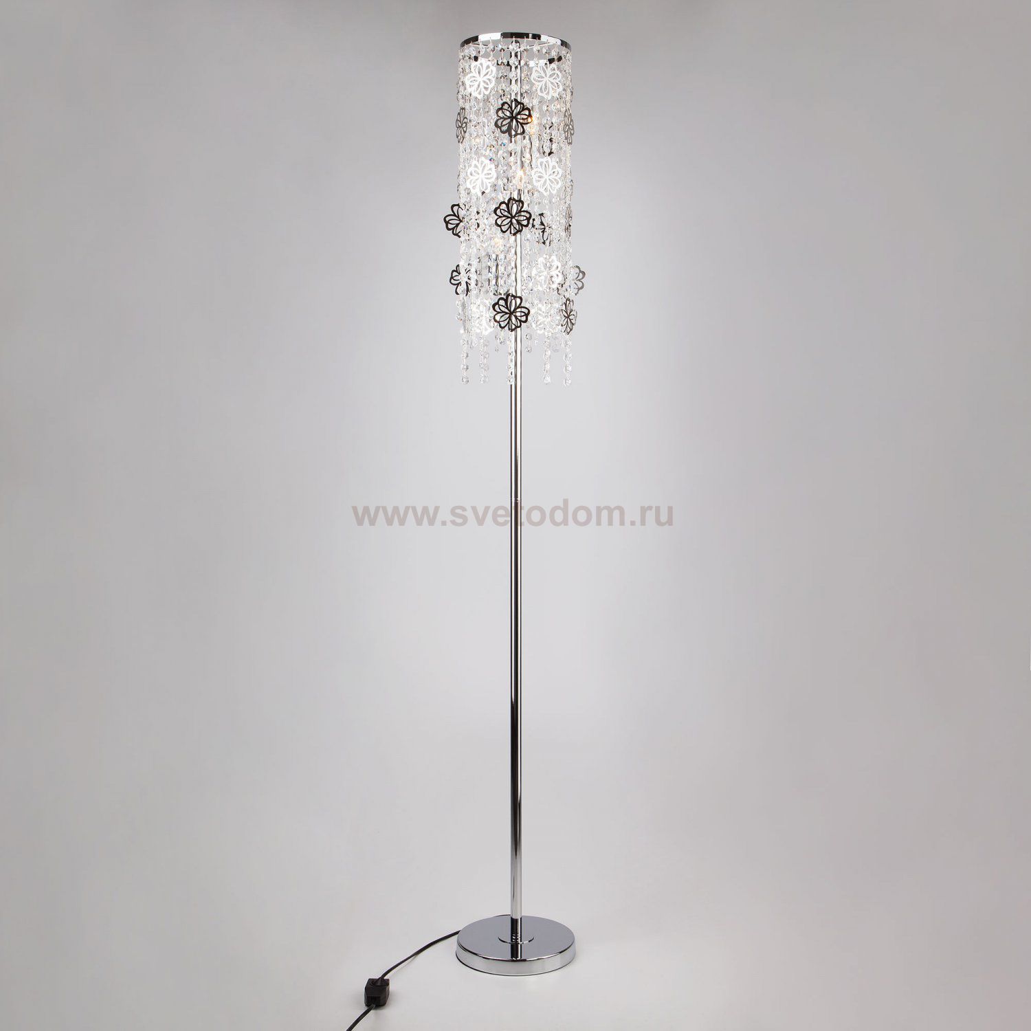 Торшер Eurosvet 01070/3 хром/прозрачный хрусталь Strotskis