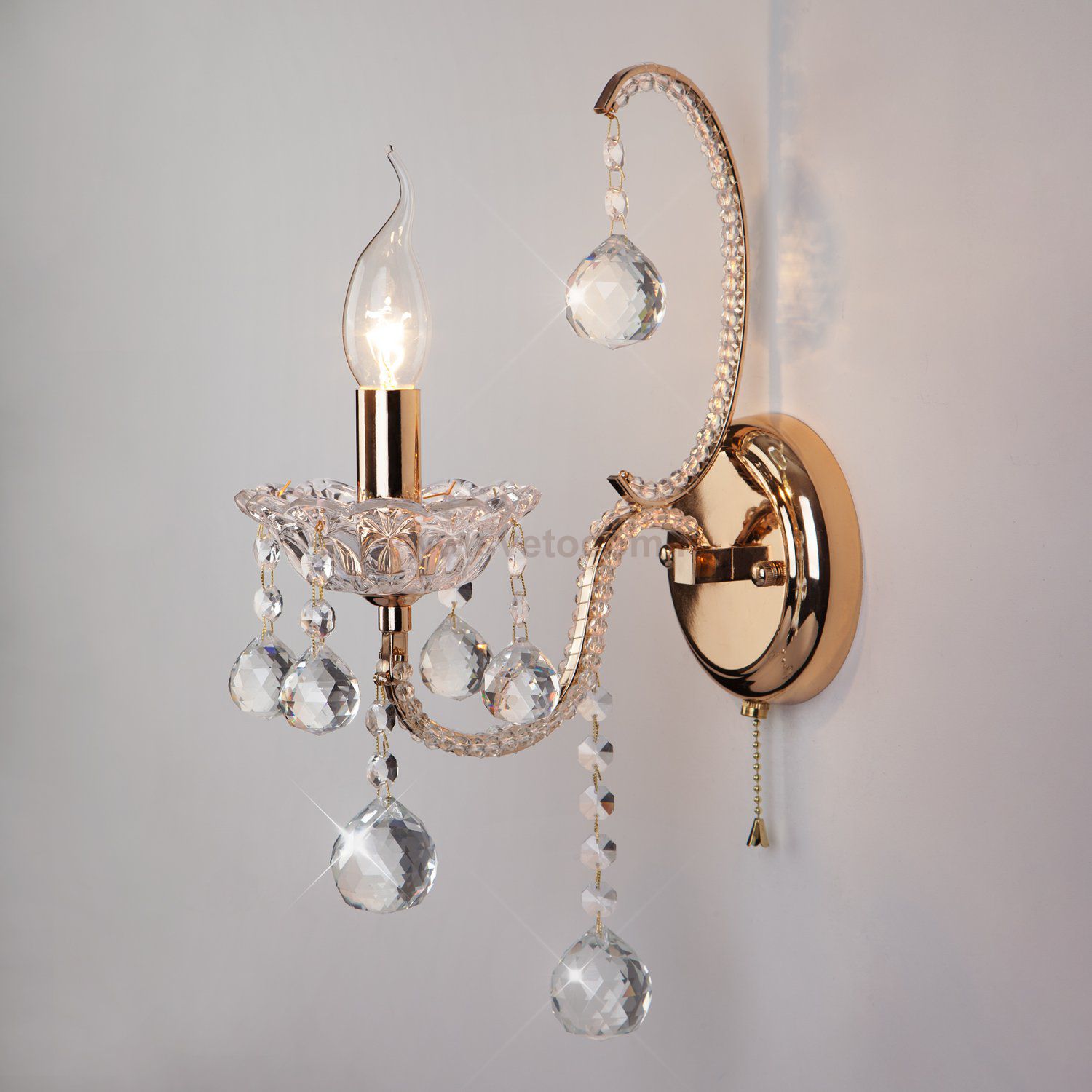 Настенный светильник бра Eurosvet 10044/1 золото/прозрачный хрусталь Strotskis