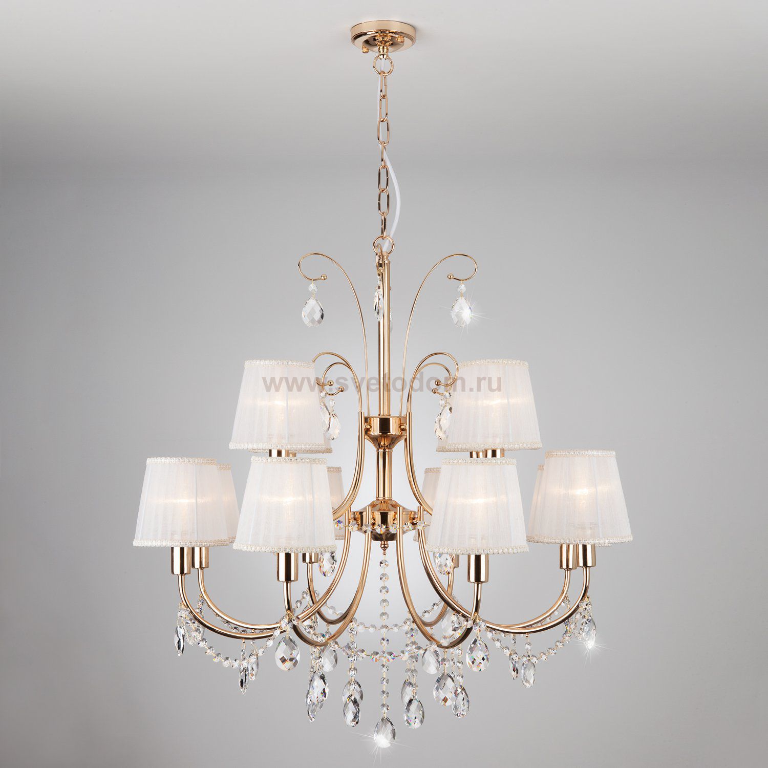 Подвесная люстра Eurosvet 10087/12 золото/прозрачный хрусталь Strotskis
