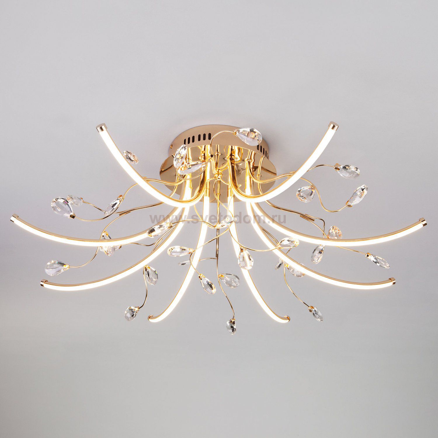 Люстра диодная Alfa 90087/8 золото 64W
