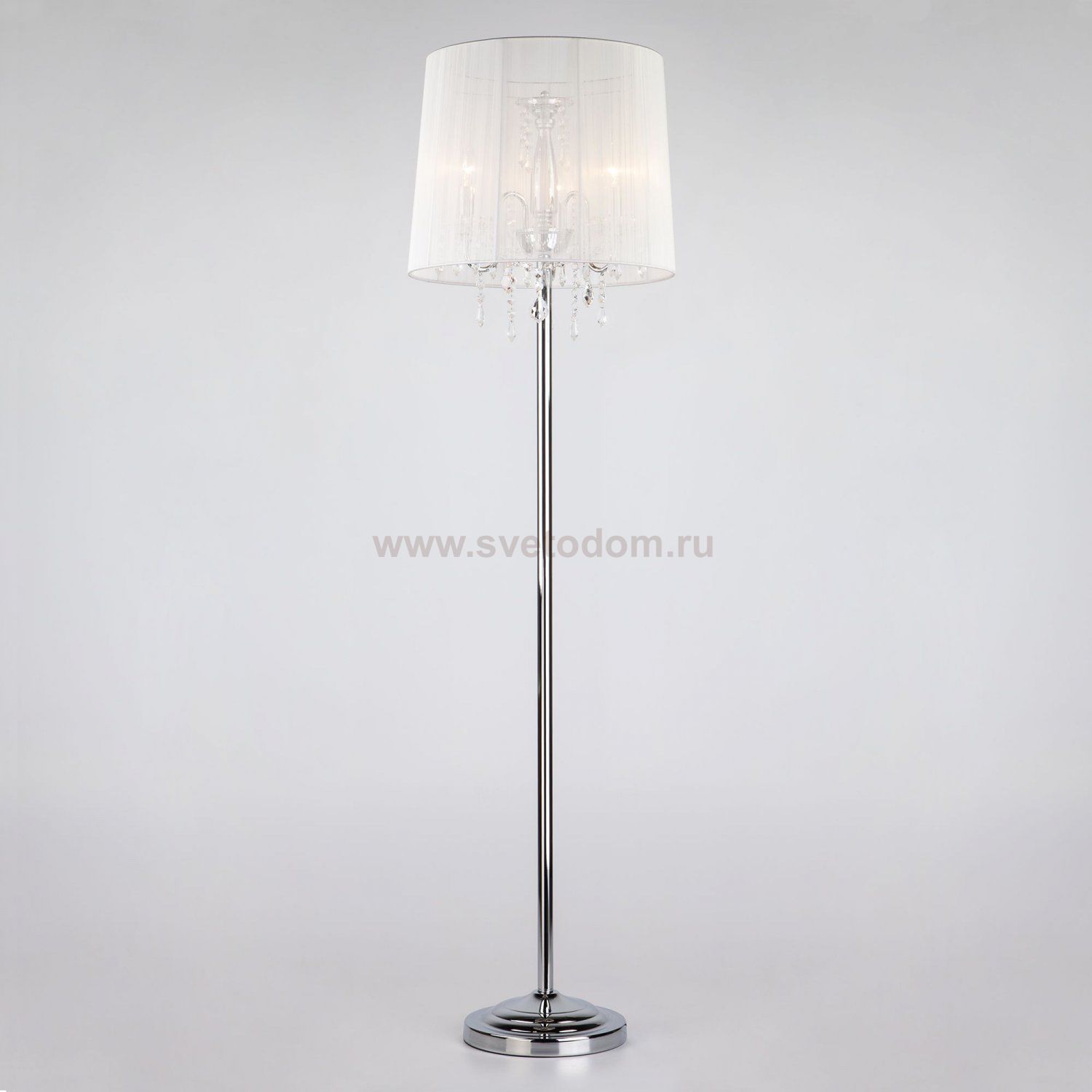 Торшер с прозрачным абажуром 2045/3F хром/белый