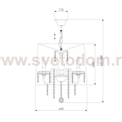 Люстра подвесная с абажуром и хрусталем 2045/5 хром/белый
