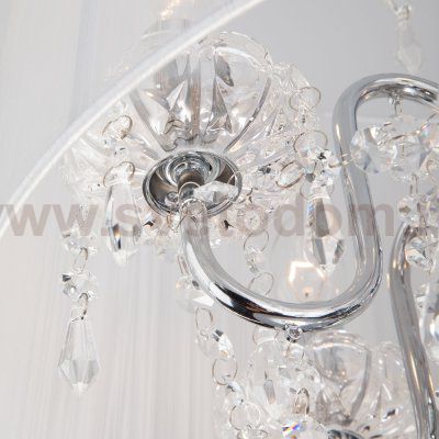 Люстра подвесная с абажуром и хрусталем 2045/5 хром/белый