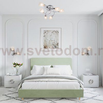 Светильник потолочный с белыми плафонами 2275/6 хром