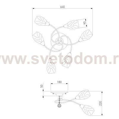 Светильник потолочный с белыми плафонами 2275/6 хром