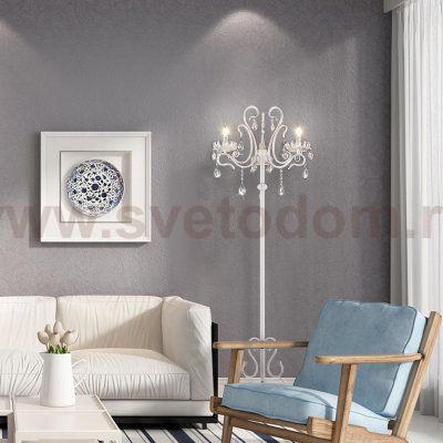 Торшер с хрусталем белый 12205/3F белый