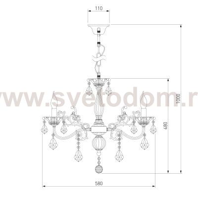Люстра с хрусталем в классическом стиле 3281/5 античная бронза / прозрачный хрусталь
