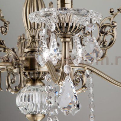 Люстра с хрусталем в классическом стиле 3281/5 античная бронза / прозрачный хрусталь
