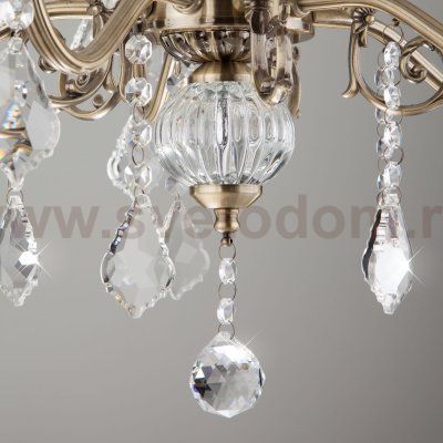 Люстра с хрусталем в классическом стиле 3281/5 античная бронза / прозрачный хрусталь