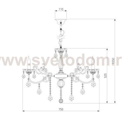 Подвесная люстра с хрусталем 3281/8 античная бронза / прозрачный хрусталь