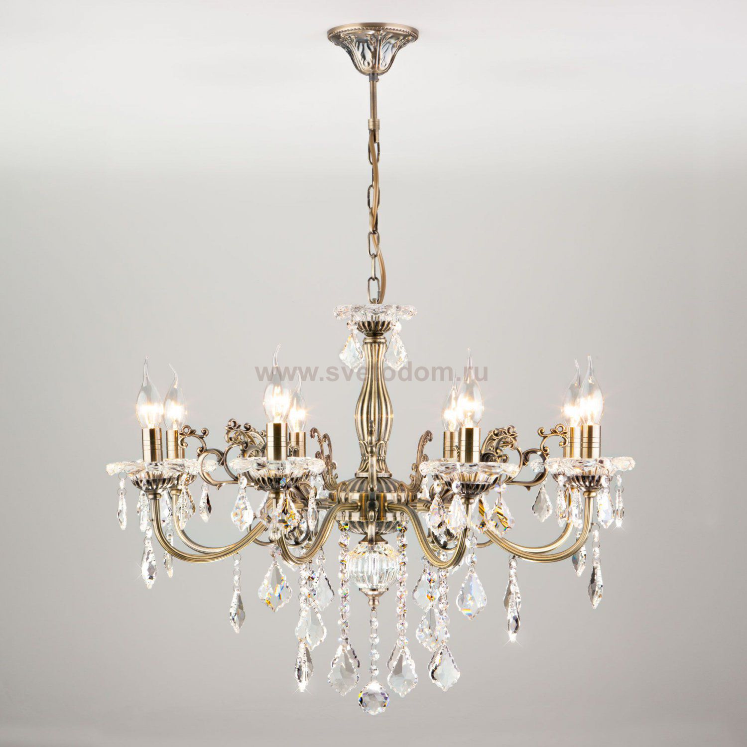 Подвесная люстра с хрусталем 3281/8 античная бронза / прозрачный хрусталь