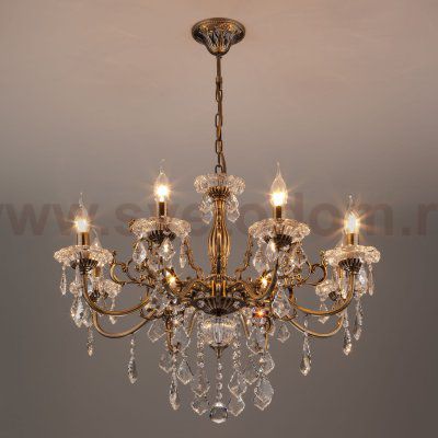 Подвесная люстра с хрусталем 3281/8 античная бронза / прозрачный хрусталь