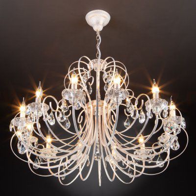 Люстра подвесная с хрусталем 3305/12 белый с золотом / прозрачный хрусталь