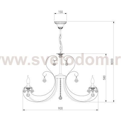 Люстра подвесная с хрусталем 3305/12 белый с золотом / прозрачный хрусталь