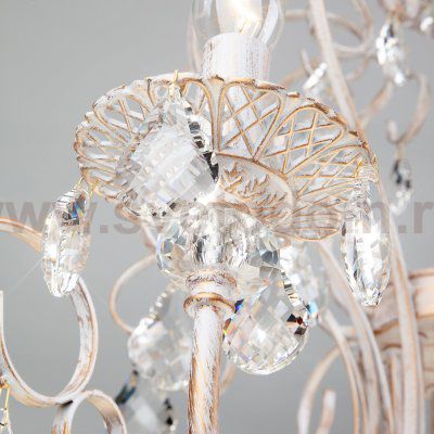 Люстра подвесная с хрусталем 3305/12 белый с золотом / прозрачный хрусталь