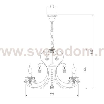 Люстра с хрусталем в классическом стиле 3305/5 белый с золотом / прозрачный хрусталь