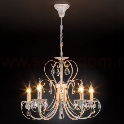 Люстра с хрусталем в классическом стиле 3305/5 белый с золотом / прозрачный хрусталь