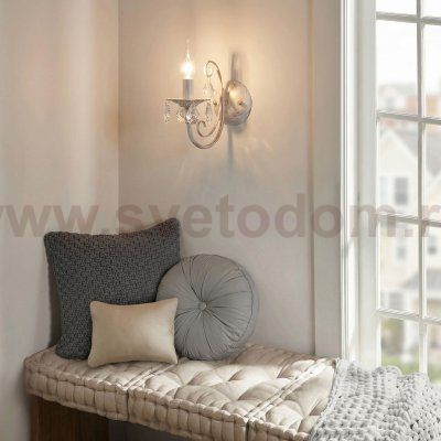 Бра с хрусталем 3305/1 белый с золотом / прозрачный хрусталь