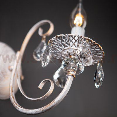 Бра с хрусталем 3305/1 белый с золотом / прозрачный хрусталь