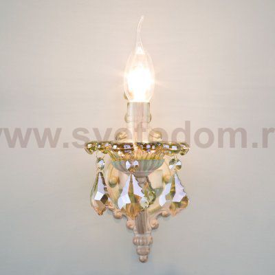 Бра с тонированным хрусталем 3281/1 белый с золотом / тонированный хрусталь
