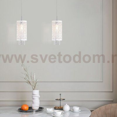 Светильник подвесной с хрусталем 1181/2 хром