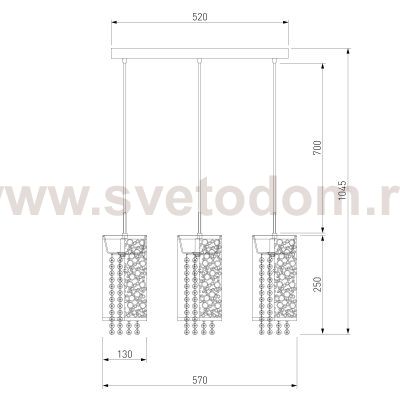 Подвесной светильник с хрусталем 1181/3 хром