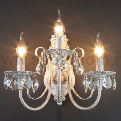 Бра с хрусталем 3305/3  белый с золотом / прозрачный хрусталь