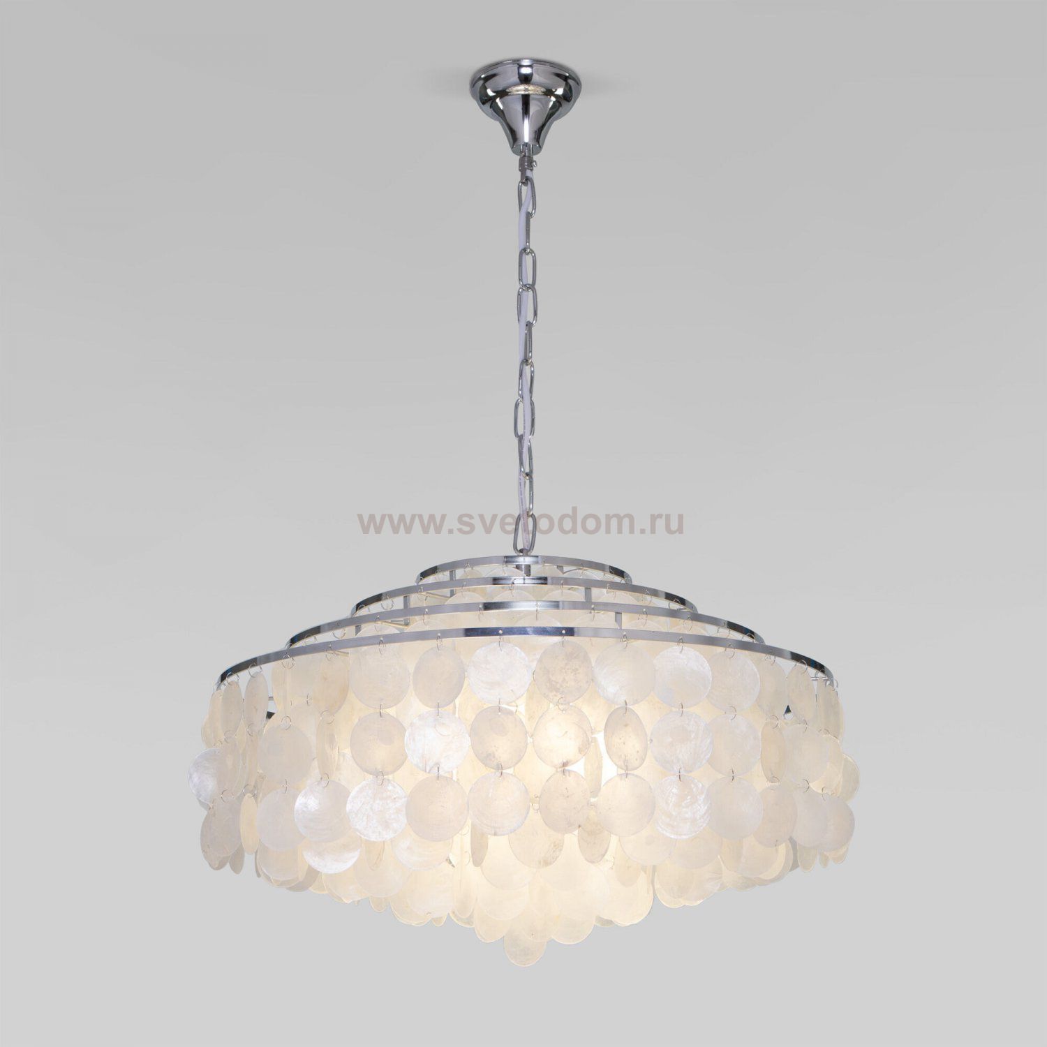 Умная люстра с перламутром 3535/6 хром / перламутр