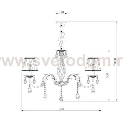 Подвесная люстра с хрусталем и абажурами 3637/7 белый с золотом / прозрачный хрусталь