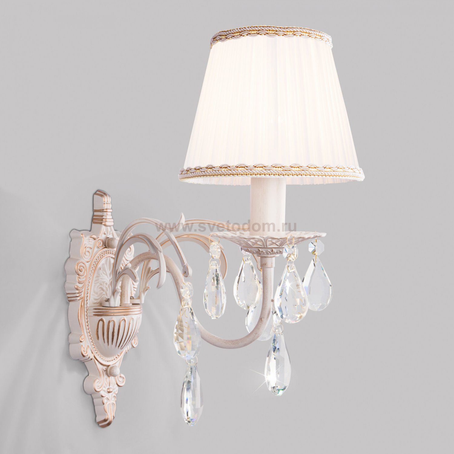 Бра с хрусталем 3637/1 белый с золотом / прозрачный хрусталь