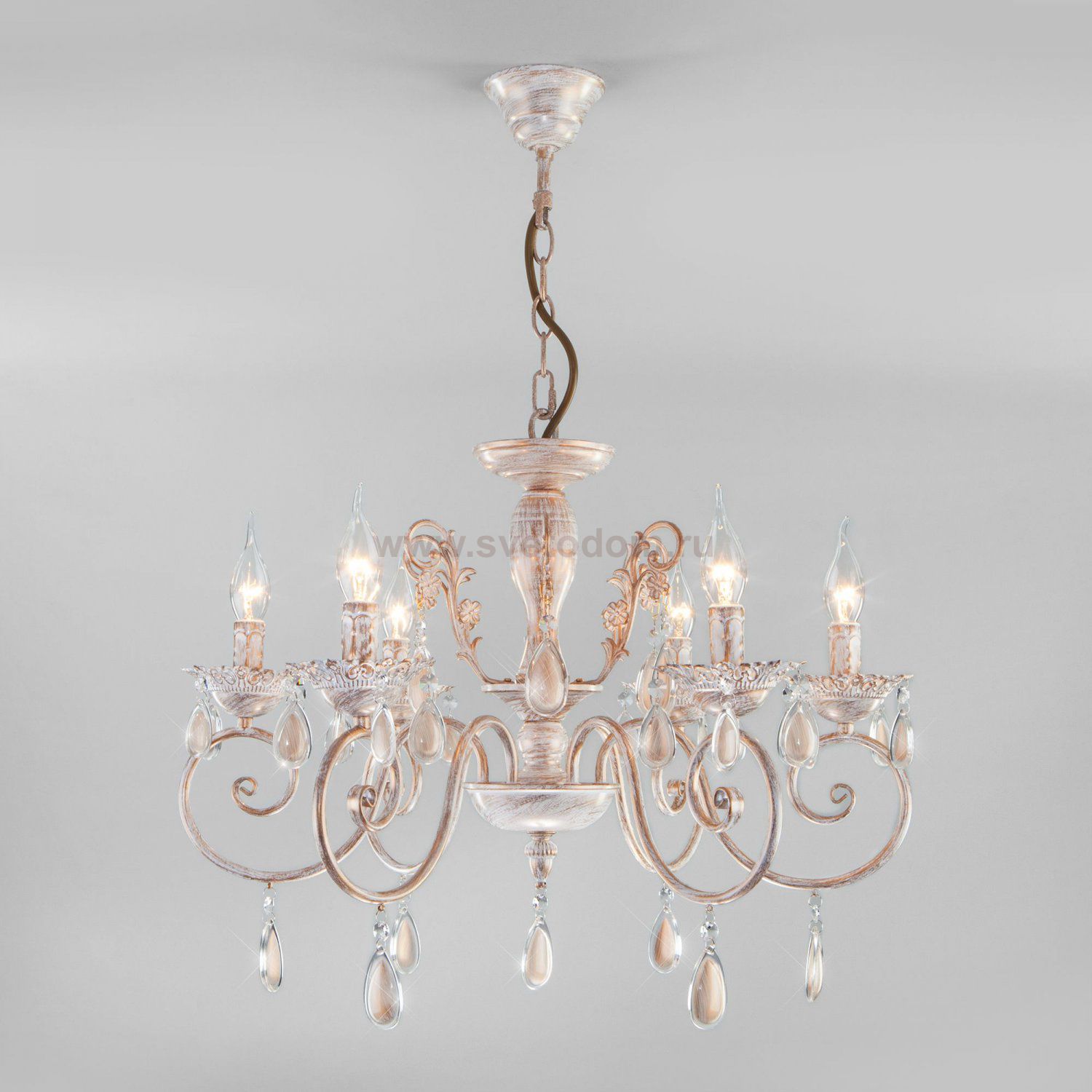 Классическая подвесная люстра 10009/6 золото с белым