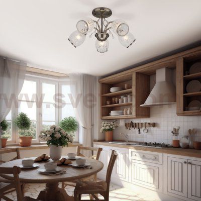 Люстра с плафонами с узором 30026/5 античная бронза