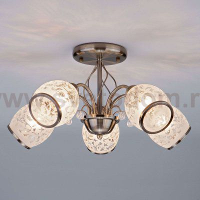 Люстра с плафонами с узором 30026/5 античная бронза