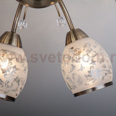 Потолочная люстра с хрусталем 30026/8 античная бронза