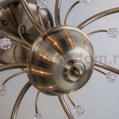 Потолочная люстра с хрусталем 30026/8 античная бронза