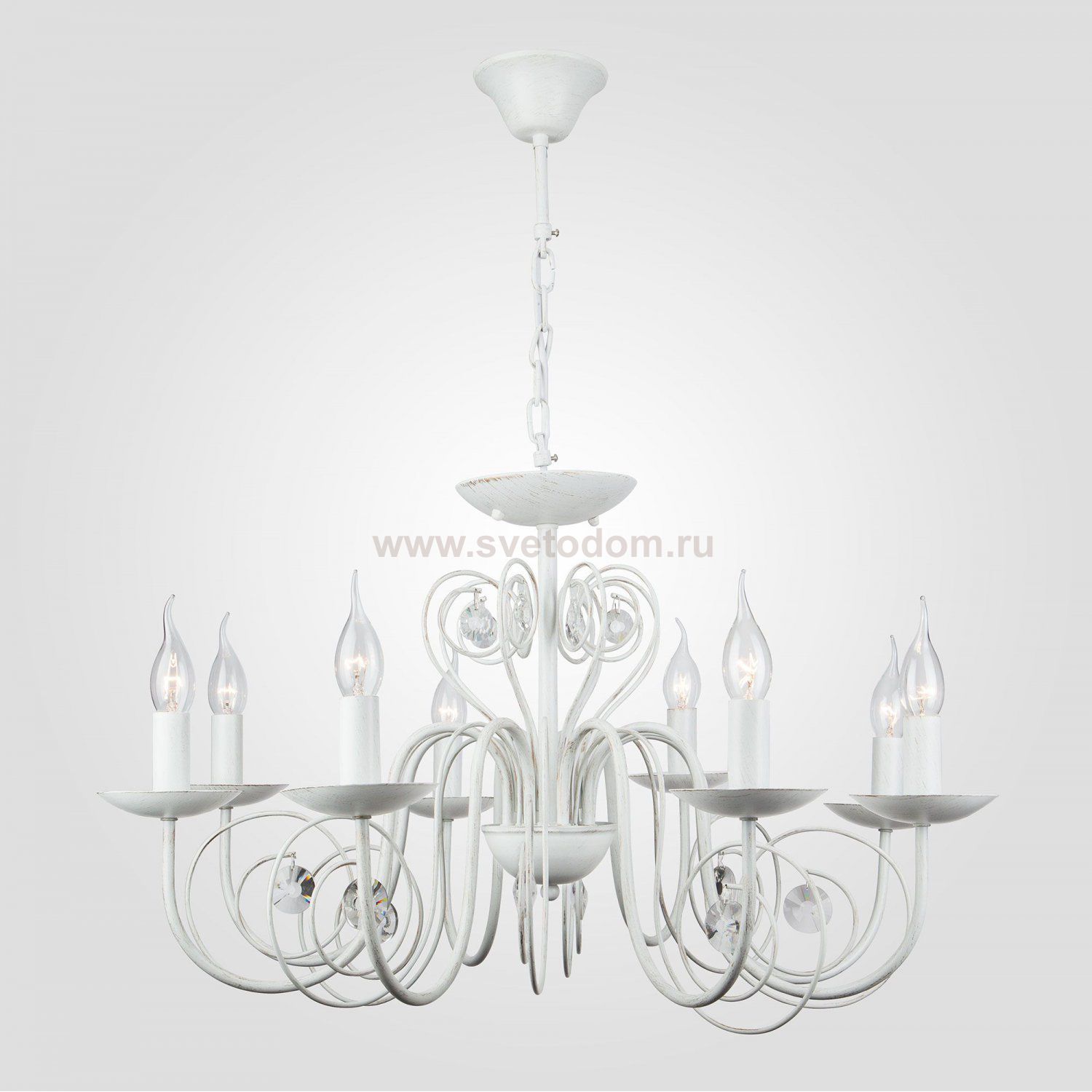 Люстра с хрустальным декором 60018/8 белый с золотом